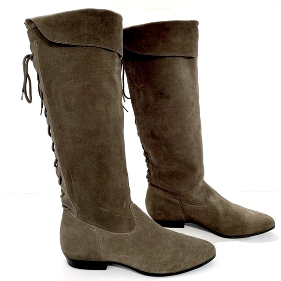 ALDO | Suede Leather Knee High Cuffed Boots Taupe Size 6.5 - Picture 10 of 15
